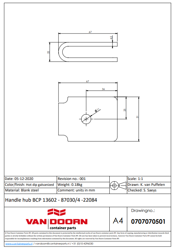 Handle Hub for Shipping Containers
